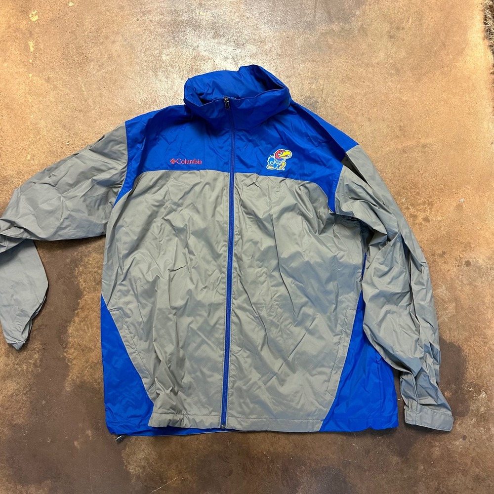 Columbia Windbreaker Jacket Kansas‎ Jayhawks Full Zip Lightweight XL